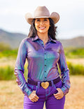 Metallic Pullover Button Up With Medium Stretch